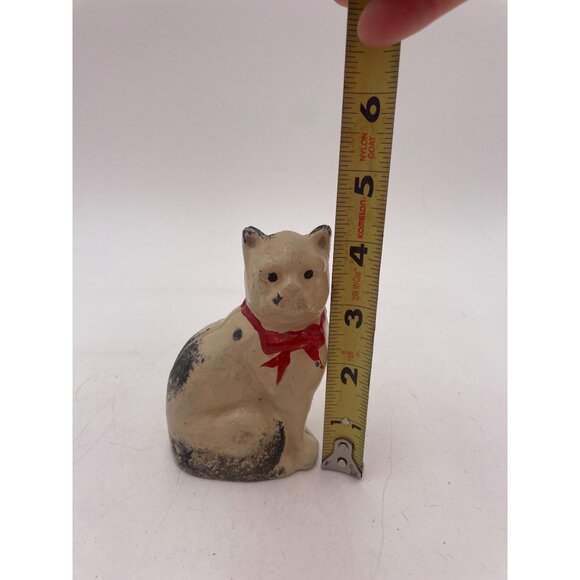 Vintage Cast Iron John Wright Cat Figurine Bank Red Bow Tie 4” - Picture 5 of 5
